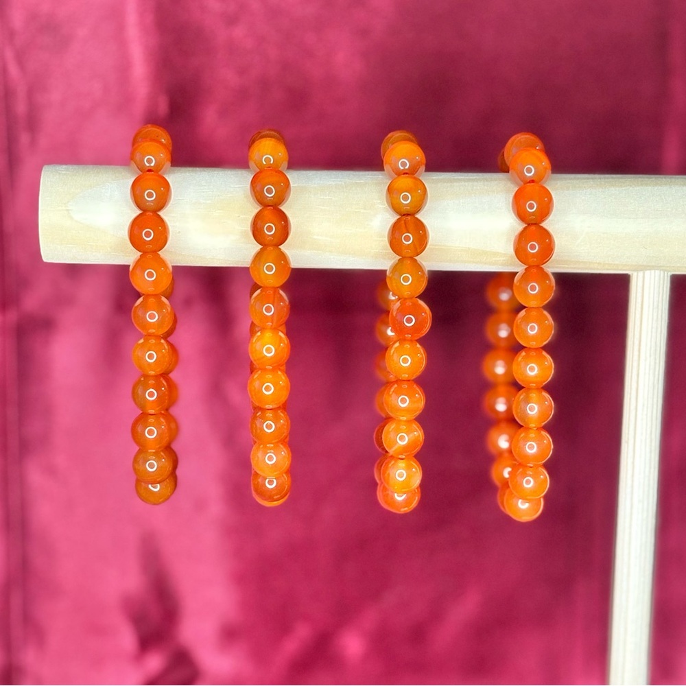 8mm Carnelian Beaded Bracelet